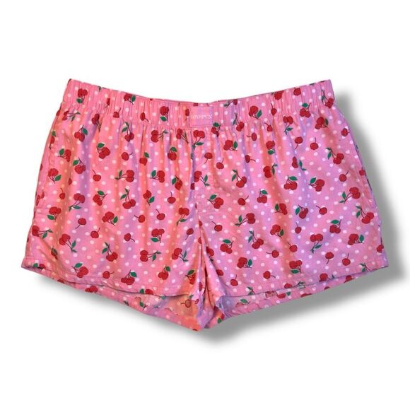 ❌❌NOT FOR SALE Joy Spun Cherry Print Flannel Pajama Shorts Sz L - Picture 3 of 11
